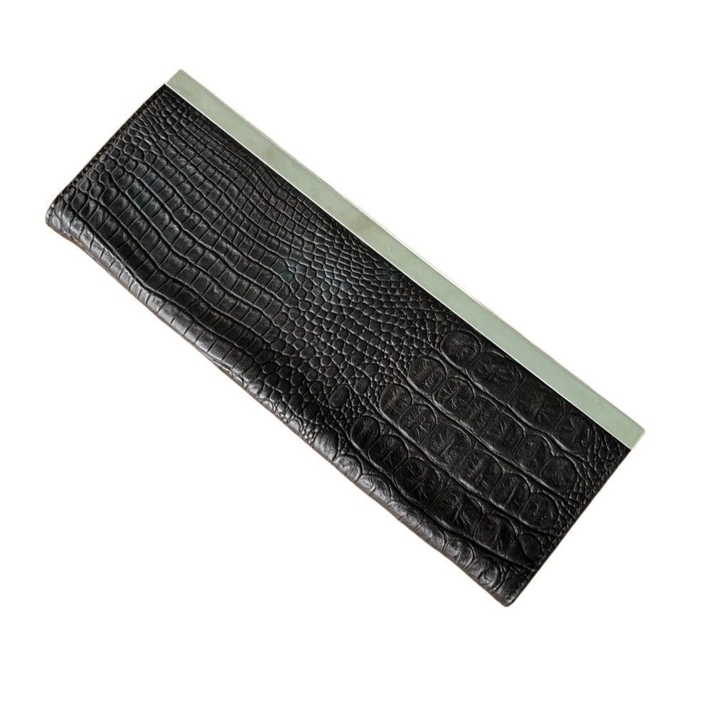 Chocolat Blu Genuine Leather Croc-Embossed Clutch – Dark Brown